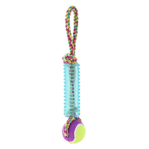 Sparkle Rubber Tugger W/ Tennis Ball - Blue